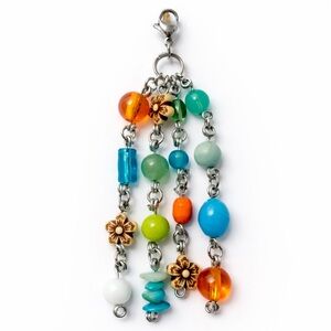 Colorful Beaded Charm | Keychain Bag Charm Zipper Pull |  Boho Floral